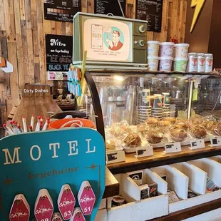 a variety of pastries on display