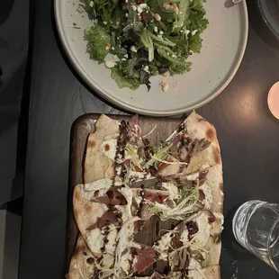 House salad and "The Cure" flatbread