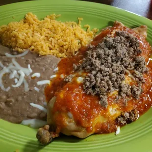 Chile relleno with taco meat.