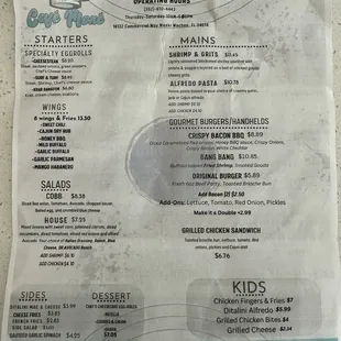 Lunch/Dinner menu