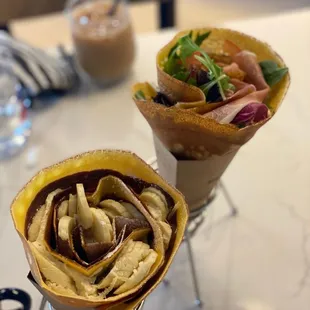 Banana Nutella and Prosciutto and truffle.