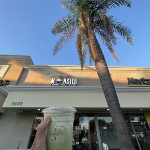 Inside and outside of Cafe Monster