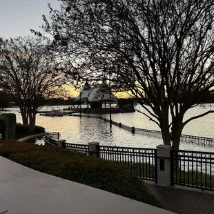 View from our table outside. Water is high due to hurricane Milton