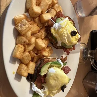 Applewood bacon avocado Benedict