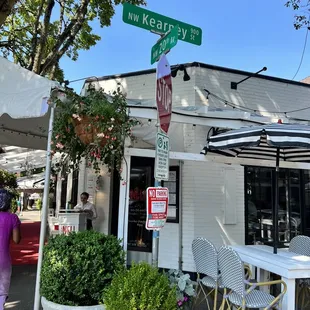 Entrance + street sign