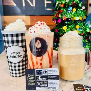 a variety of coffees and drinks