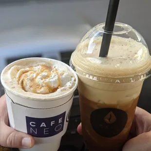 Caramel apple pie latte &amp; iced Freddo espresso