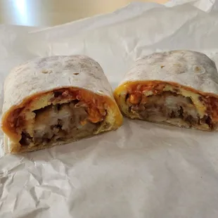 Bacon breakfast burrito.....yummy!