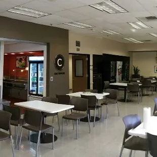 Watch sports on huge flats screens while you dine.