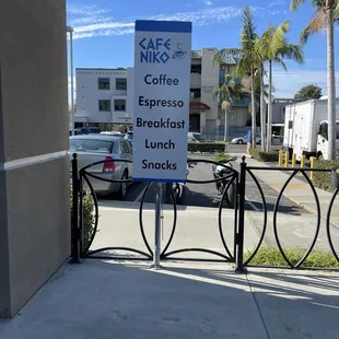 the entrance to the cafe niko