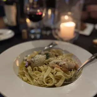 Shrimp scampi. 4 large shrimp.