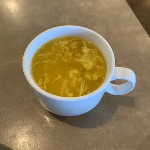 Complimentary egg drop soup