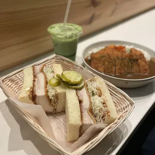 Chicken Katsu Sando, Chicken Katsu Curry, Iced Matcha Latte