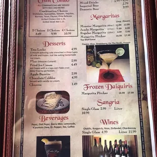 the menu for the restaurant