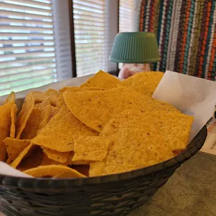 a basket of tortilla chips