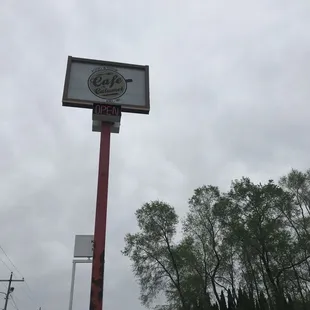 a sign for a restaurant