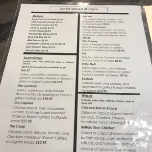 the menu