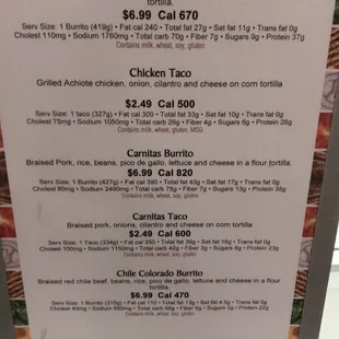 menu