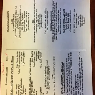 Plates menu