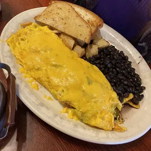 Spanish Omelette Black Beans potatoes toast