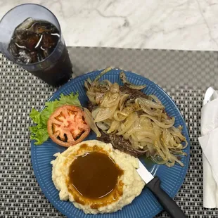 This is liver and potatoes
