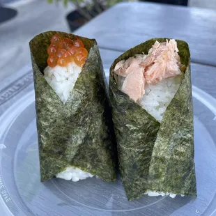 Onigiri Ikura and onigiri with cooked salmon