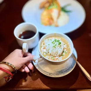 Cup of Chicken Gumbo Soup, Mardi Gras Roulade