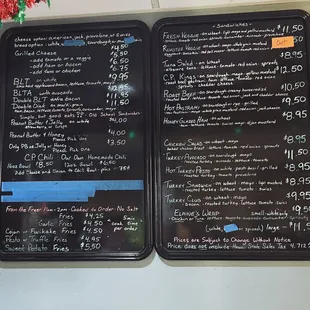 Menu as of January 2023