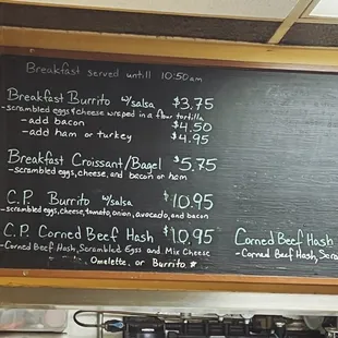 Menu as of January 2023