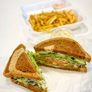 a sandwich and french fries