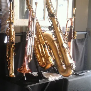 Part of the musical instruments for tonight&apos;s entertainment.