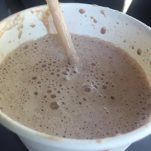 Tasty chocolate milkshake.