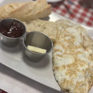 Ratatouille egg white omelette and baguette