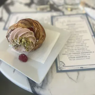 Raspberry pistachio croissant