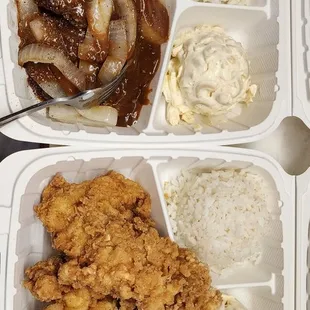 Hamburger steak and Fried chicken......aktion