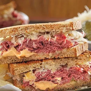 Our specialty Reuben sandwich or a Rachel with turkey