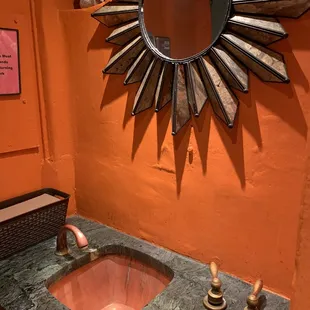 With my back up against the door, just enough room to use the sink.