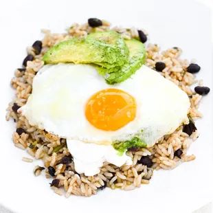 a fried egg and rice dish