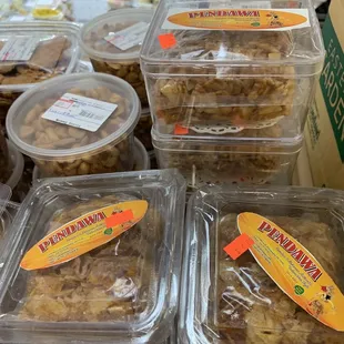 a variety of packaged food items