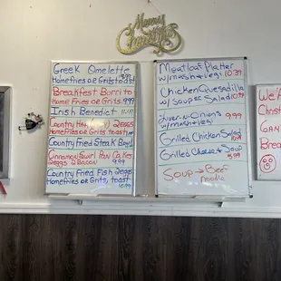 Menú specials for most recent visit.