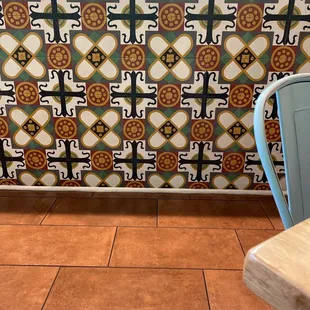 Tile wall in dining area