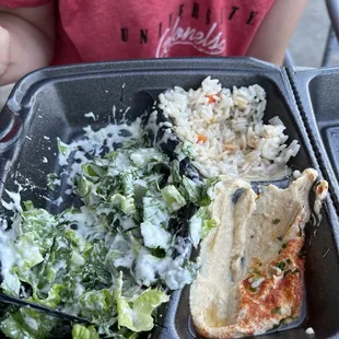 oops we dug in before pics, but this was the sides for the Petra Chicken