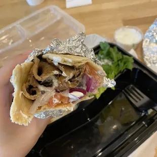 Cross section of my half eaten gyro sandwich