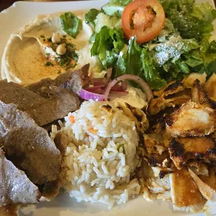 Combination Gyros and Chicken Shwarma Plate