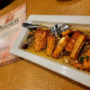 Fried halloum cheese