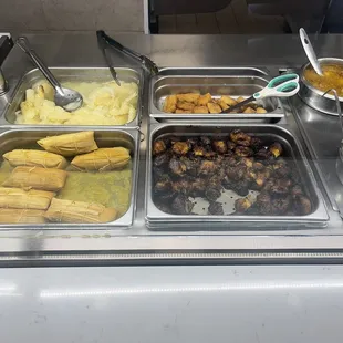 Tamales, Plantains, Cabbage, and Tostones