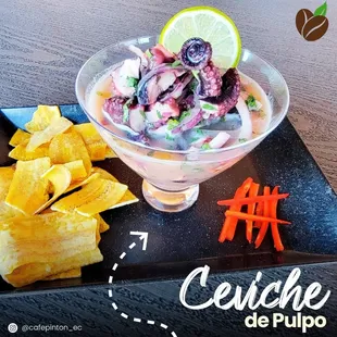 This is one of the four ceviches we have at Café Pintón.