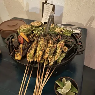 Camarones, Olihongo, and locally sourced organic veggies