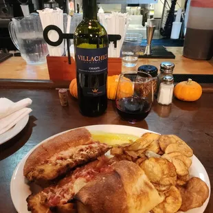 chicken parm and wine
