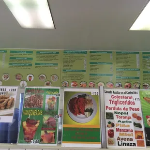Menu and placards to tempt you.
